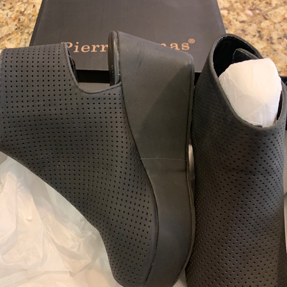 Platform Wedge Peep Toe Ankle Bootie,Black, - Picture 6 of 14
